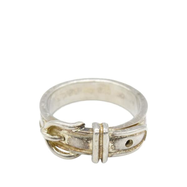 Pre-owned Hermès Sterling Silver Ceinture Buckle Ring Silver