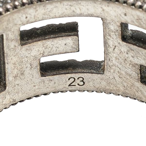 Pre-owned Gucci Sterling Silver Wide G Cube Cutout Band Ring Silver
