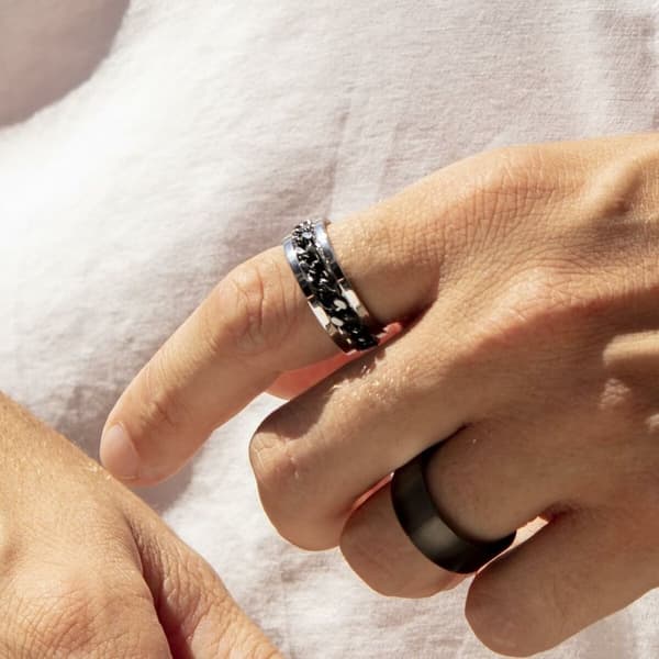 Herr ring Lotus LS2394-3/228 Svart Silvrig