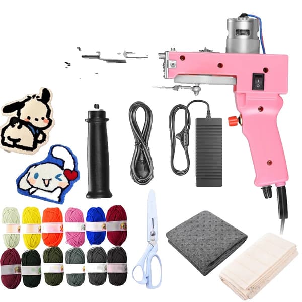 Tufting Gun, 2 i 1 sæt, Elektrisk Tæppe tapis Strikning,EU STIK 220V sæt