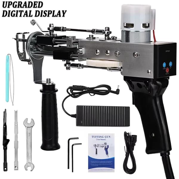 Digital Display Tæppe Tufting Pistol, Justerbar Hastighed 5-40 Sting/sek, Variabel Højde 7-19mm,2 i 1 EU STIK