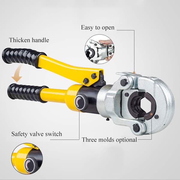 Hydraulisk rörslangskrimpverktyg, 16-32mm² krimpkapacitet, 360-graders roterande huvud, tvåhastighetsdrift