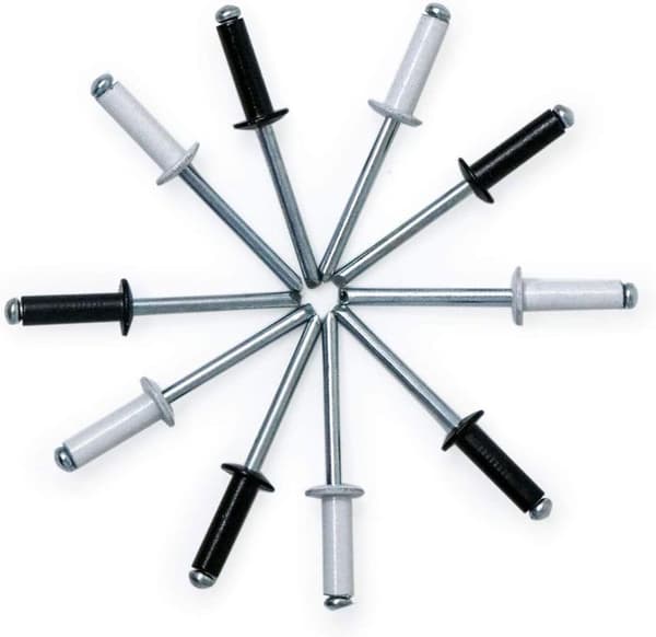 Svart nit - Vit nit - Set med 160 aluminiumstål popnitar med litet huvud - Svart och vit M4.8 16 mm