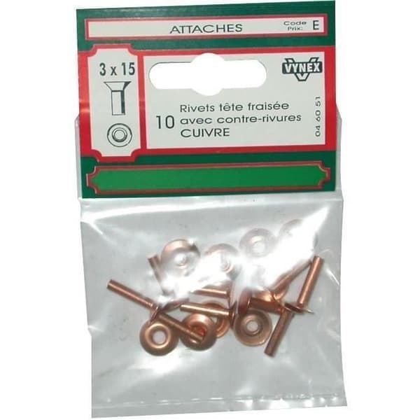 Rivetsänke - koppar - 3x15 mm