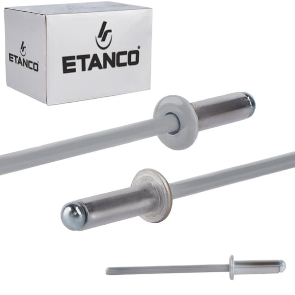 Alu åbne nitter 4x12mm RAL 9006