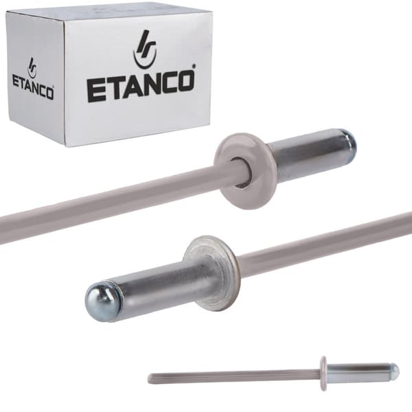 Alu åbne nitter 4x12mm RAL 9007