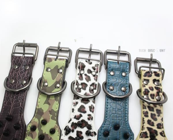 TD® Justerbar hundhalsband i konstläder med dödskalle och reflektion, med nitar, för medelstora husdjur, katt.