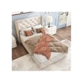 Miniatyrbild 4 av 6: Lit stoppad 90*200 cm, knapprad stoppning, nitar stoppning, träben, linne, beige