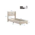 Miniatyrbild 5 av 6: Lit stoppad 90*200 cm, knapprad stoppning, nitar stoppning, träben, linne, beige