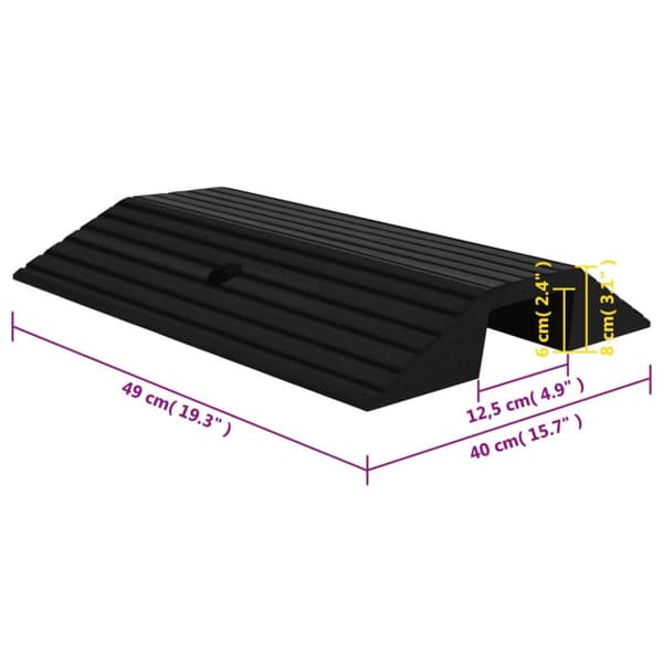 vidaXL Tröskelramp med bro 3 st 49x40x8 cm gummi