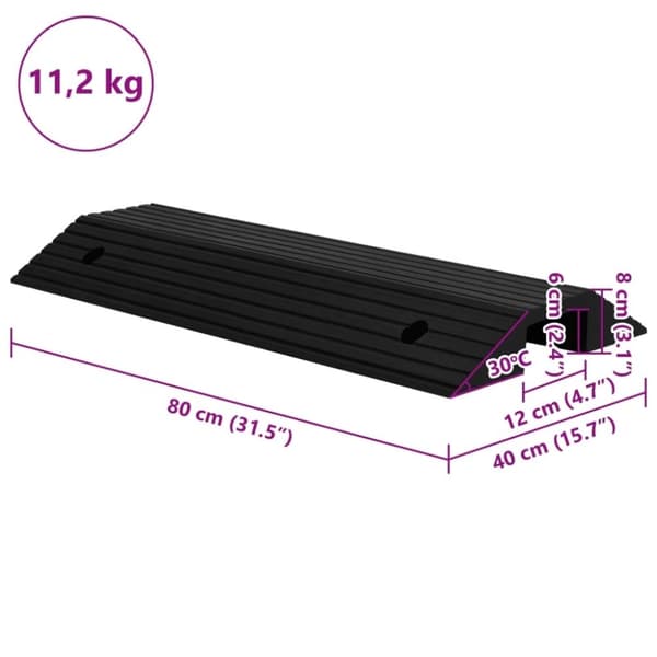 vidaXL tærskelramper broform 2 stk. 80x40x8 cm gummi