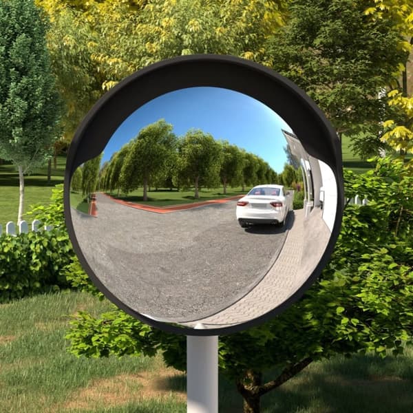 vidaXL udendørs konveks trafikspejl Ø45 cm polycarbonat sort