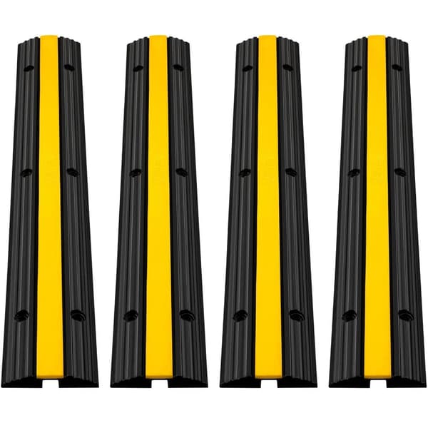 4st 102x15,5x3cm 10000kg lastkapacitet fartgupp, enkanals kabelskyddsramp, modulär förregling, gummimaterial, säker design