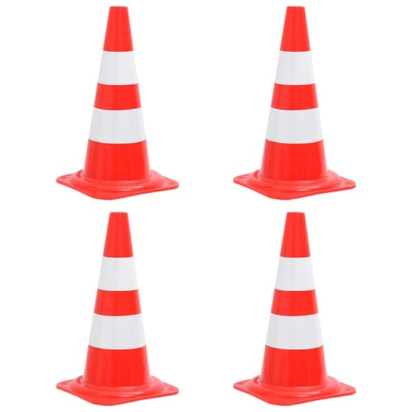 Trafikkoner 4 st röd och vit 50 cm