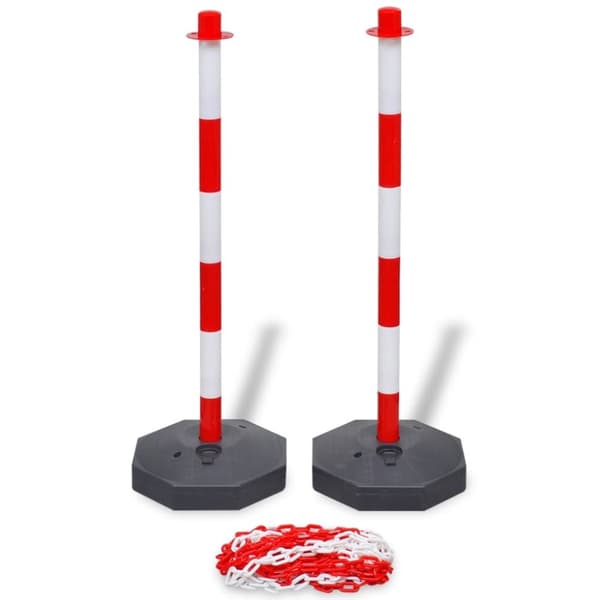 Liikennetolppa ja Ketju Sarja 10 m Muoviketjulla - Tie- & liikennemerkit