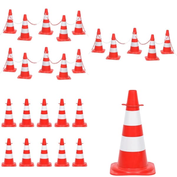 Trafikkoner med 10 m kedja röd och vit - Trafikkon - Trafikkona - Home & Living