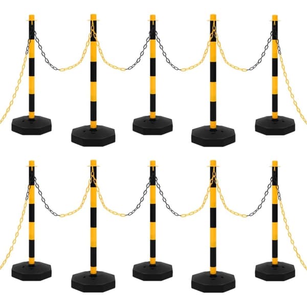 Stolpset med 10 m varningskedja plast - Stolpe - Stolpar - Home & Living