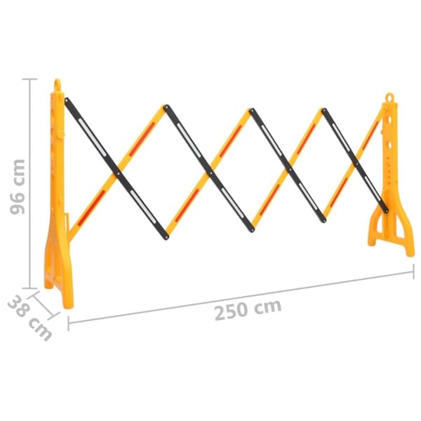 foldbar vejafspærring 250x38x96 cm gul og sort