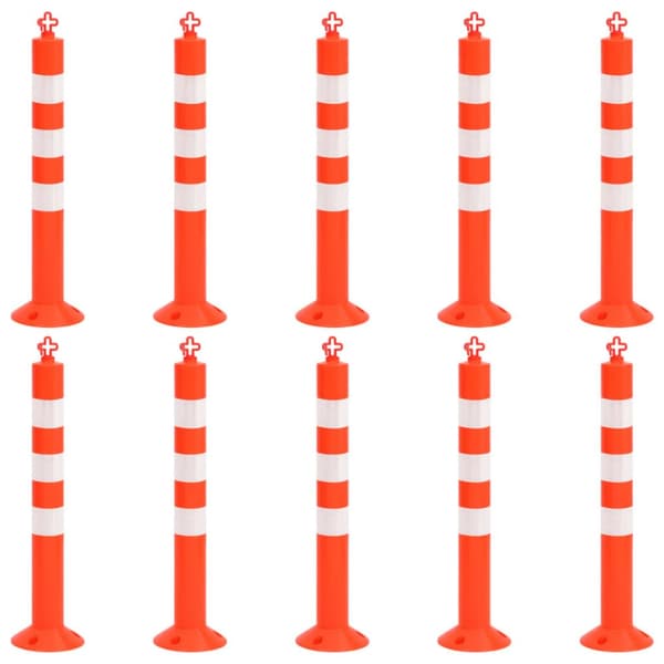 Trafikpollare 10 st med kedja 75 cm PE