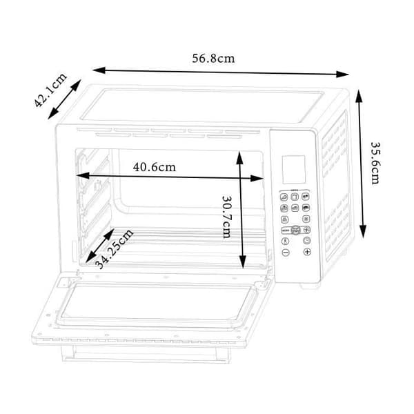 CONTINENTAL EDISON CEMF45DIG - Elektrisk miniugn 45L svart - 2000W - Rotisserie, Naturlig konvektion