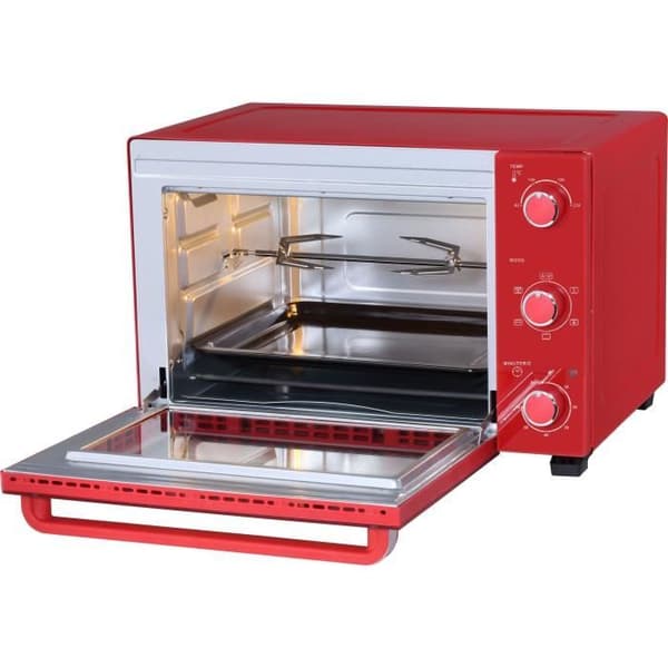 CONTINENTAL EDISON CEMF35R - Elektrisk miniugn 35L röd - 1500W - Rotisserie, Naturlig konvektion