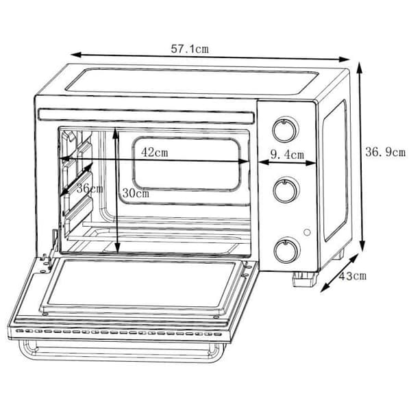 CONTINENTAL EDISON CEMF46B3 - Elektrisk miniugn 46L svart - 1800W - Rotisserie, Naturlig konvektion