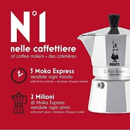 Cafékanna Italienne - Bialetti - Moka Express - Aluminium - Silver - 6 Koppar