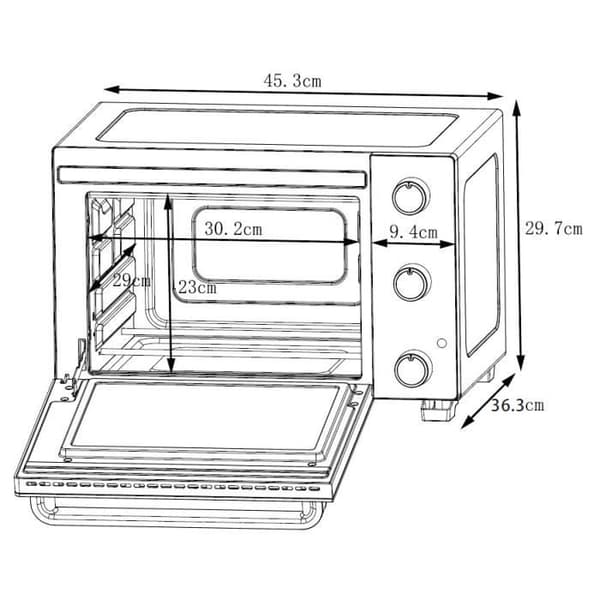 CONTINENTAL EDISON CEMF22B - Elektrisk miniugn 22L svart - 1300W - Rotisserie, Naturlig konvektion