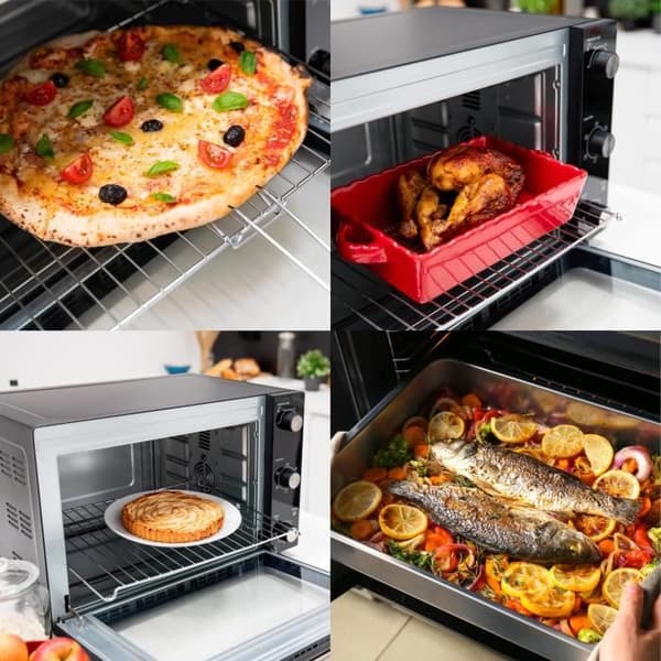 Multifunktionsugn 58L konvektionsvärme rotisseriegrill 2000w ARIZONA svart 5 matlagningsprogram med timer och tillbehör