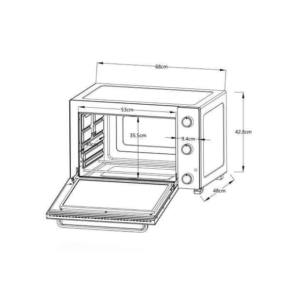 Elektrisk miniugn - Fläktstödd - CONTINENTAL EDISON - CEMF80B - Svart - L68 x H42,8 x D 48 cm