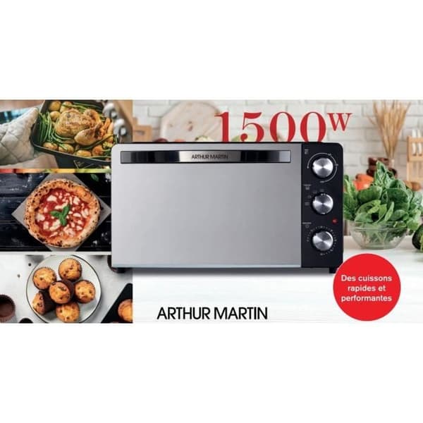 Fristående ugn - ARTHUR MARTIN - AMF30L - 30 L - 1 500 W - 60 min timer - Spegeldörr