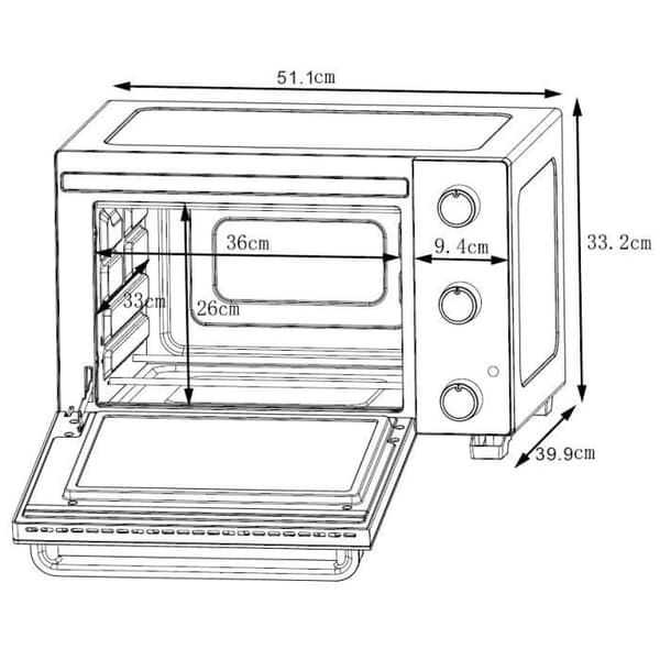 CONTINENTAL EDISON CEMF35R - Elektrisk miniugn 35L röd - 1500W - Rotisserie, Naturlig konvektion