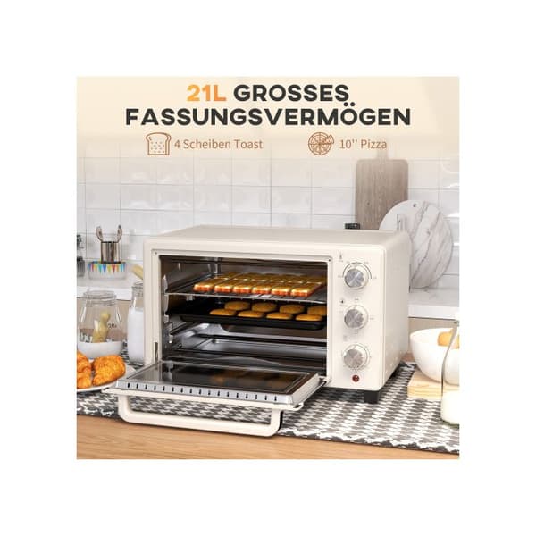 Petit four Grille-pain 21 liter med 1 galler och 1 bakplåt, 3 tillagningslägen, 100°C-230°C