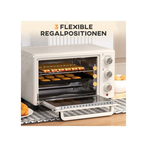 Petit four Grille-pain 21 liter med 1 galler och 1 bakplåt, 3 tillagningslägen, 100°C-230°C
