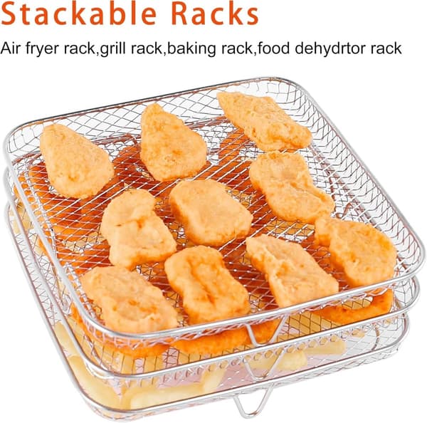 Bomclap trelags 304 rustfrit stålstativ til airfryer, grillstativ og tørrestativ, velegnet til airfryer og ovn