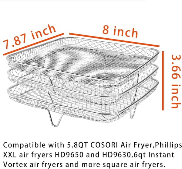 Bomclap trelags 304 rustfrit stålstativ til airfryer, grillstativ og tørrestativ, velegnet til airfryer og ovn