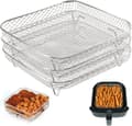 Miniatyrbillede 1 af 5: Bomclap trelags 304 rustfrit stålstativ til airfryer, grillstativ og tørrestativ, velegnet til airfryer og ovn
