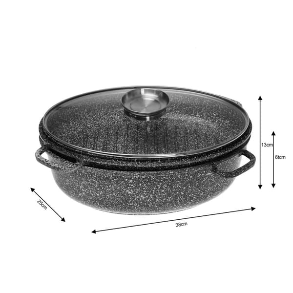 KERAMISK RIFFEL Pande 38cm MED GRILL OG LÅG KLAUSBERG KB-7367