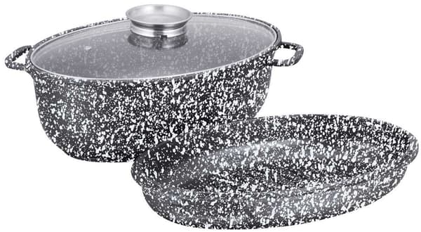 KERAMISK RIFFEL Pande 38cm MED GRILL OG LÅG KLAUSBERG KB-7367