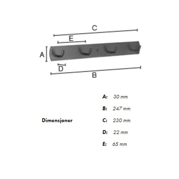 Beslagsboden Kroklist 4 Kroker B459