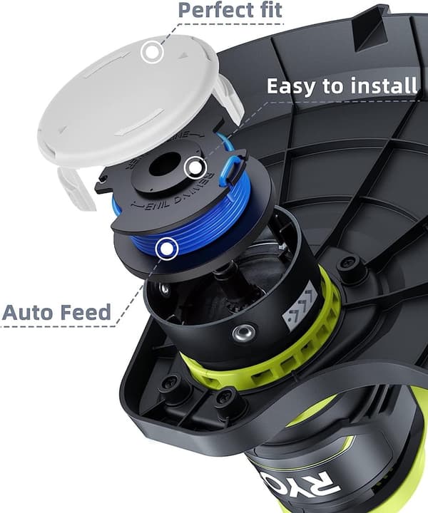 INF 6-pack trimmerspolar med trimmertråd och lock RYOBI grästrimmer