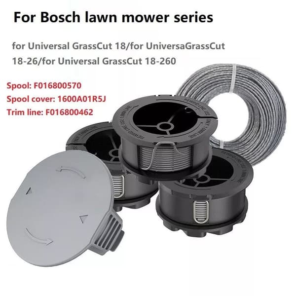 INF Reservespole med trimmertråd for Bosch Universal GrassCut 18-26 Sort