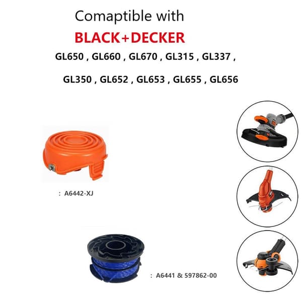 INF Trimmerspole for Black Decker GL650/GL660/GL670/GL315/GL337/GL350/GL652 Flerfarget