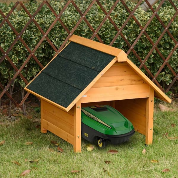 Nancy's Meeke Grasmaaier Garage - Robotmaaier Carport - Sparrenhout - Geel - 75 x 76 x 70 cm