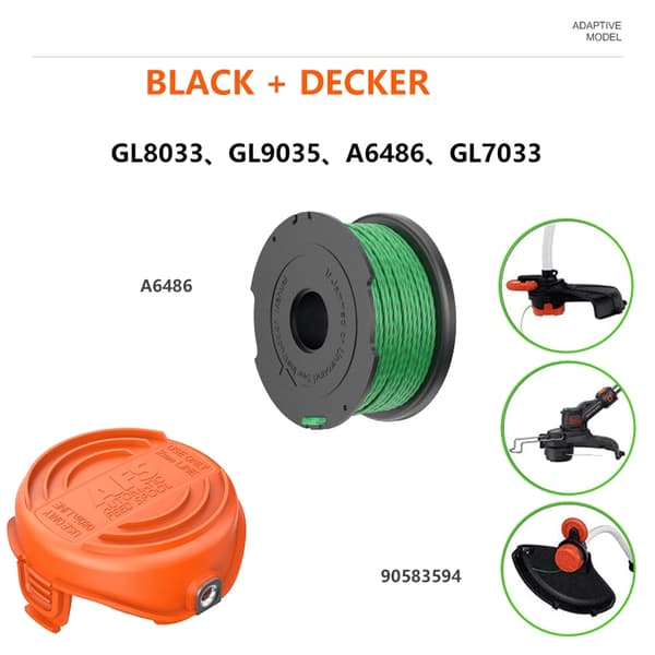 INF Erstatningssnelle og dekselsett for Black+Decker-trimmere