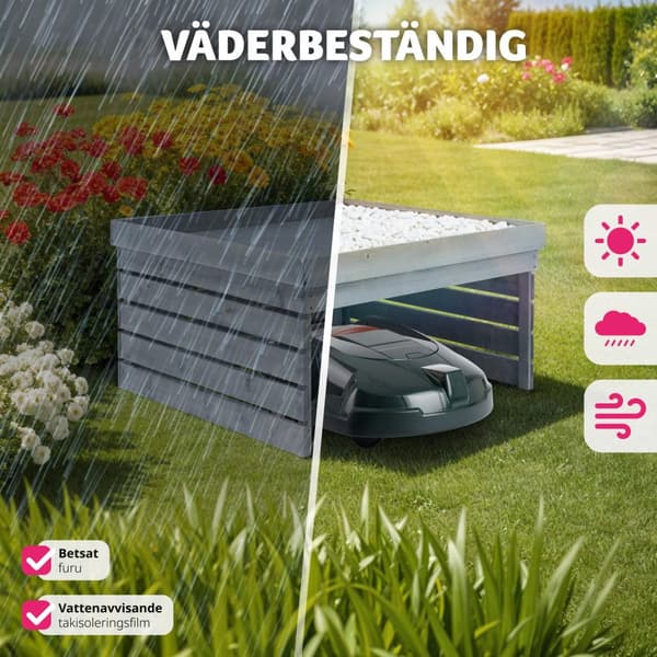 Garage för robotgräsklippare Hortus, trä, planterbart tak - grå