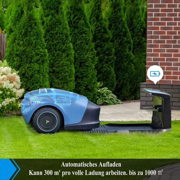 Wi-Fi/Bluetooth smart gräsklippare robot, trädgårdsklippare, smart navigering, flera lägen, vattentät och dammtät, automatisk laddning