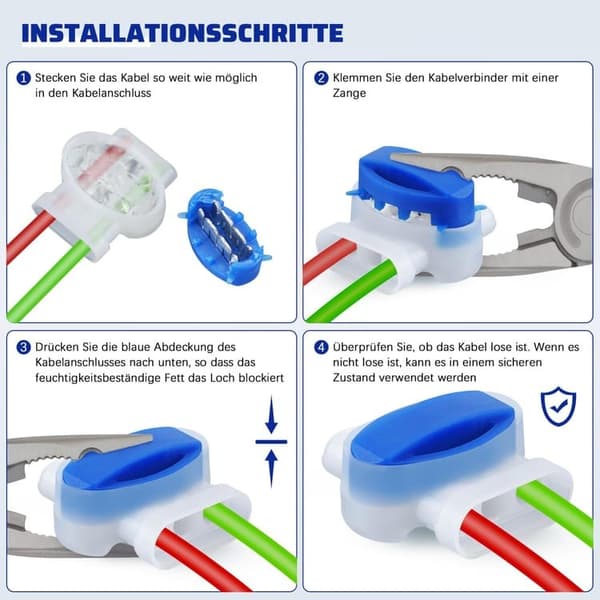Geelitäytteiset kaapeliliittimet 10/30-pakkaus - Vedenpitävät ABS-liittimet hartsilla robottiruohonleikkuri-puutarha-sähköjohtojen korjaus