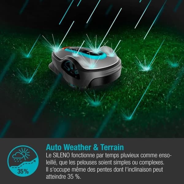 GARDENA robotgräsklippare - SILENO life 1000 - Upp till 1000 m² - Bluetooth-applikation - 58 db - Klippbredd: 22cm