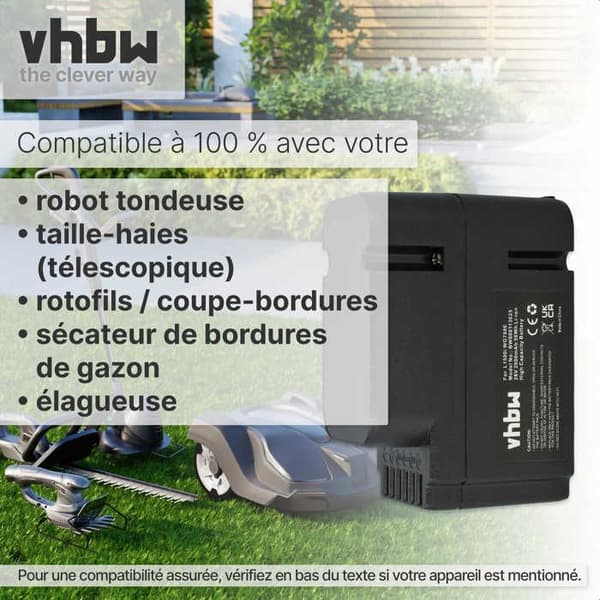 vhbw Batteri kompatibel med Worx Landroid L1500i WG798E, M 500B WG755E, M WG794E, M WG794EDC robotgräsklippare (2000mAh, 28V, Li-ion)